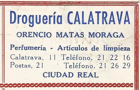 Cartel informativo antiguo de Droguería Calatrava